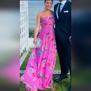 Wedding Guest **Sau Lee Camille floral  A-line Strapless  Gown SZ 10